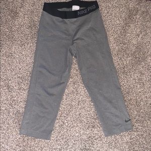 Gray Nike Pro Crop Leggings